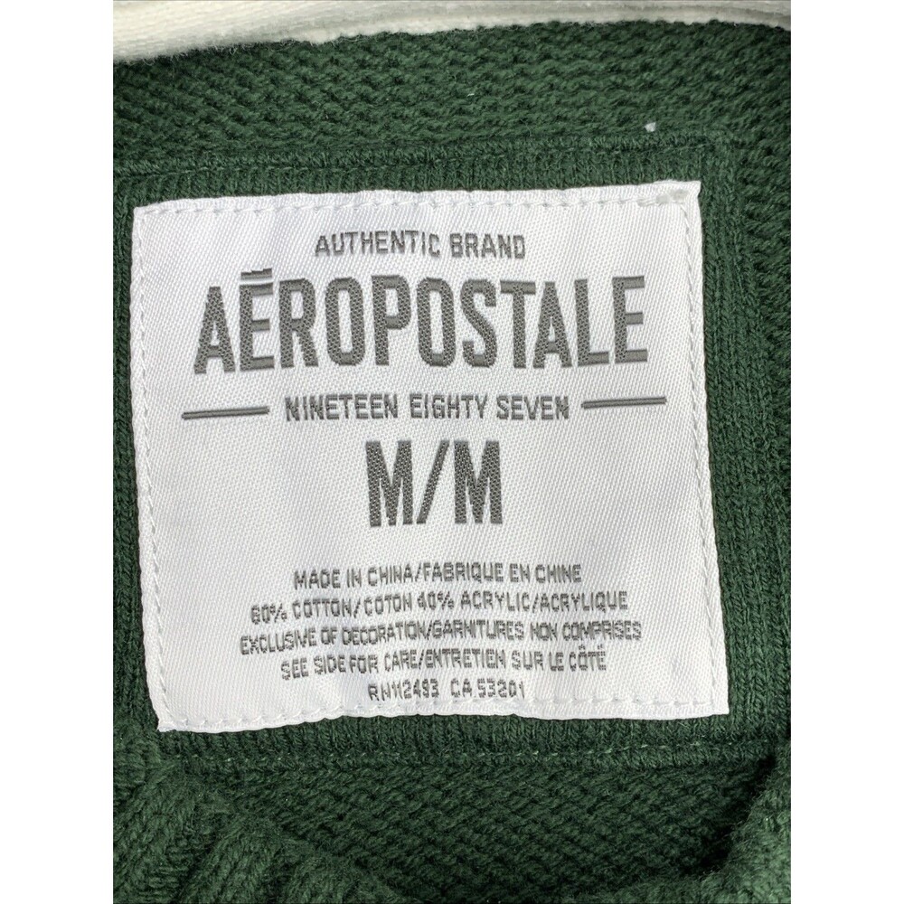 Aeropostale Pullover Sweaters Mens 1987 Rib Knit Embroidered Green Size Medium - Picture 2 of 15